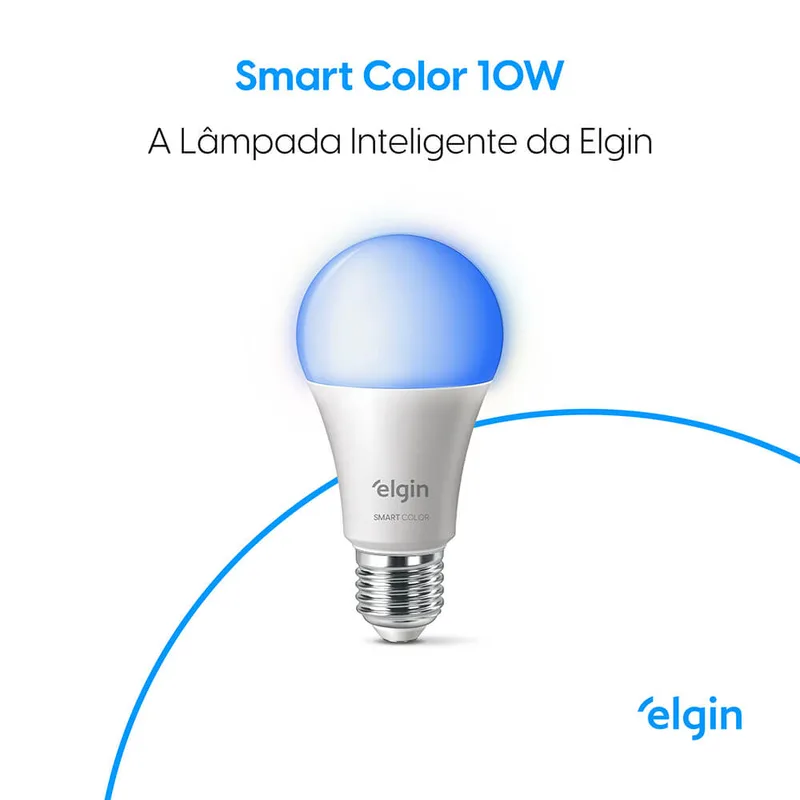 Lâmpada Elgin Smart Color 10 W (A60) acesa em azul